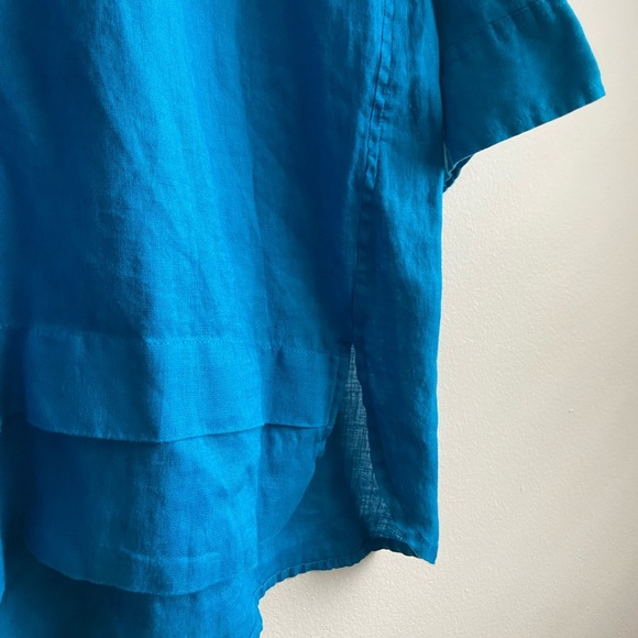 J Jill Linen turquoise tunic blouse high low size S - Picture 5 of 13